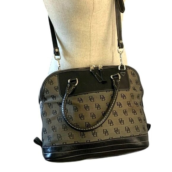 Dooney & Bourke Anniversary Dome Satchel Grey Canvas Black Trim A1114819 Y2K - Picture 5 of 12